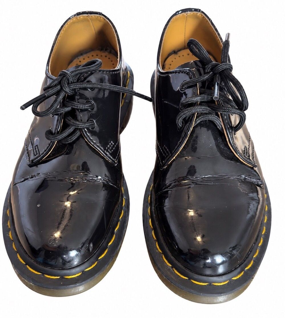 Dr Martens Oxford Shoes Womens Size 6 Us 1461 Black Patent Leather Round Toe